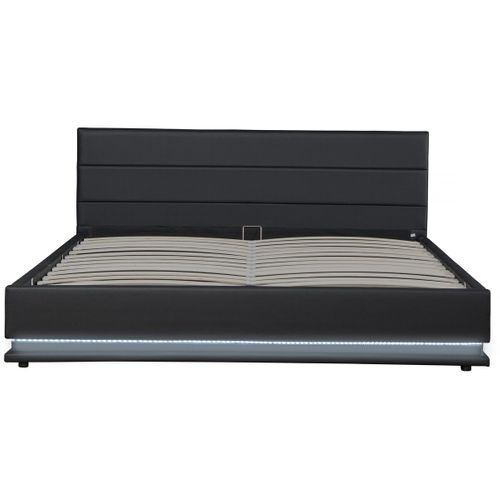 Lit LED Avec Coffre "anastasia" - 140 X 190 Cm - Noir