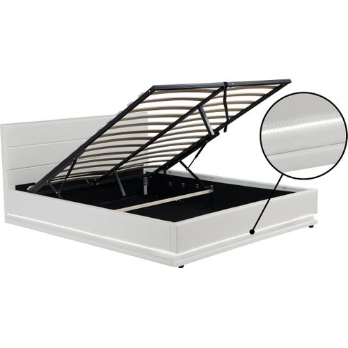 Lit LED Avec Coffre "anastasia" - 140 X 190 Cm - Blanc
