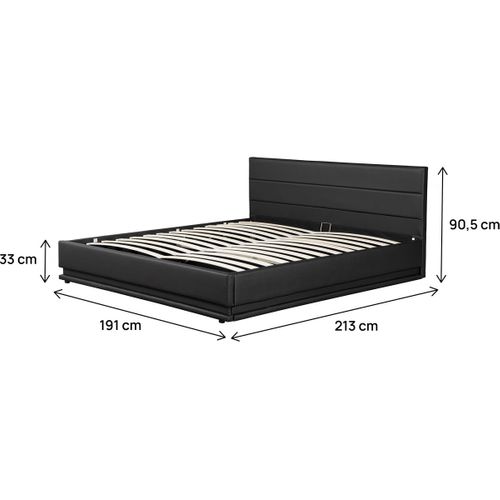 Lit LED Avec Coffre "anastasia" - 180 X 200 Cm - Noir
