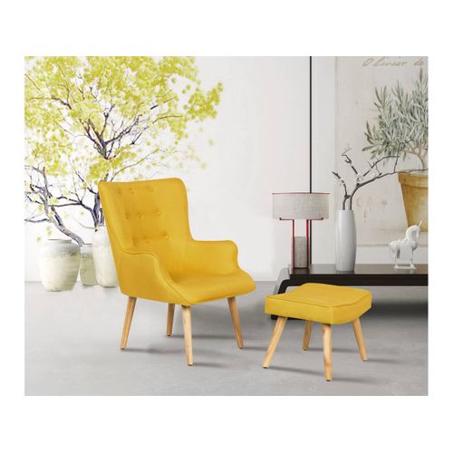 Fauteuil Style Scandinave En Tissu "odense" - 1 Place - Jaune