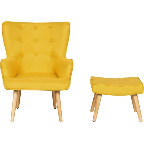 Fauteuil Style Scandinave En Tissu "odense" - 1 Place - Jaune