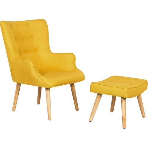 Fauteuil Style Scandinave En Tissu "odense" - 1 Place - Jaune