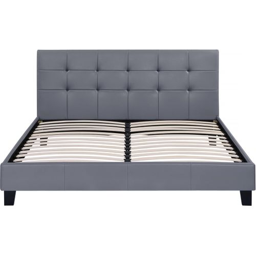 Lit Double En Pvc "julia" - 160 X 200 - Gris Clair