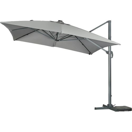 Parasol Jardin Déporté LED Alu "sun 3 Luxe" - Carré - 3 X 3 M - Coloris Gris - Dalles Lestées Inclus