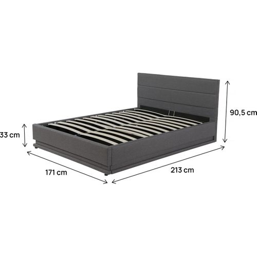 Lit LED Avec Coffre "anastasia" - 160 X 200 - Gris Foncé