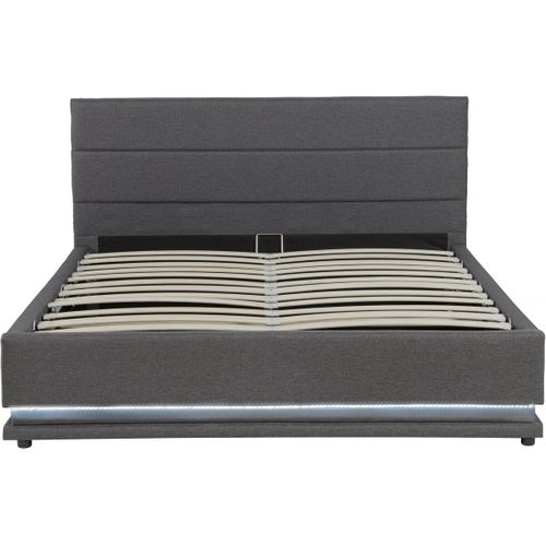 Lit LED Avec Coffre "anastasia" - 160 X 200 - Gris Foncé