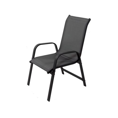 Table Et Chaises De Jardin En Textilène "cordoba + Porto" 6 Personnes Gris Foncé
