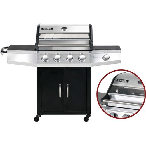 Barbecue Gaz Avec Couvercle En Verre "bingo 5" - 4 Brûleurs + 1 Latéral + Housse Protection - 15.2 K