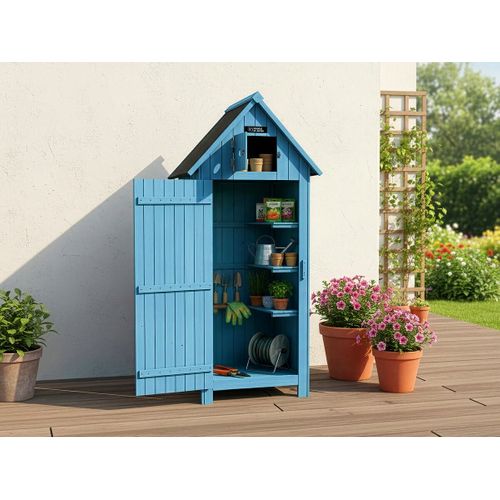 Armoire De Jardin "cabanon" - 77 X 54.5 X 179 Cm - Bleu Ciel