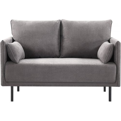 Canapé Fixe Tissu "rudy" - 132 X 78 X 88 Cm - 2 Places - Gris Foncé