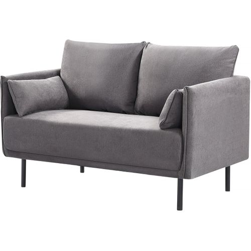 Canapé Fixe Tissu "rudy" - 132 X 78 X 88 Cm - 2 Places - Gris Foncé