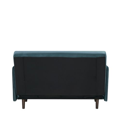 Canapé Convertible 2 Places En Velours Pieds Bois Foncé