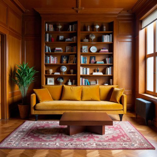 Canapé 4 Places En Velours Pieds Tournés