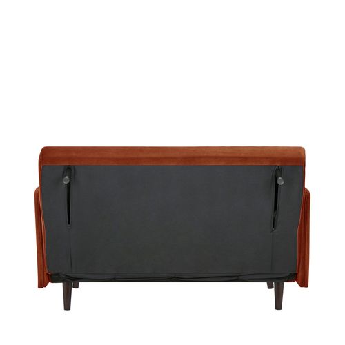 Canapé Convertible 2 Places En Velours Pieds Bois Foncé