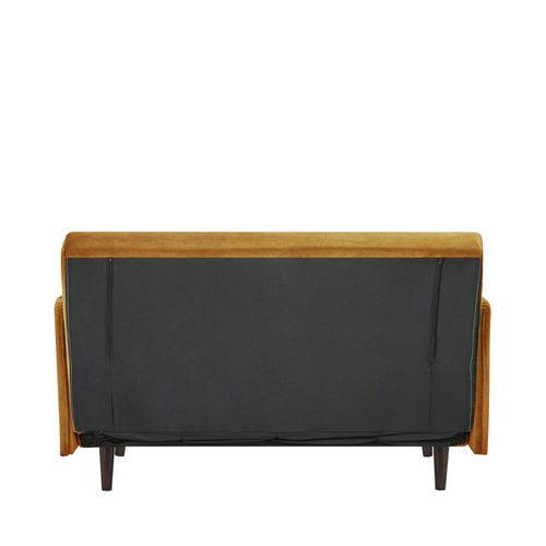 Canapé Convertible 2 Places En Velours Pieds Bois Foncé