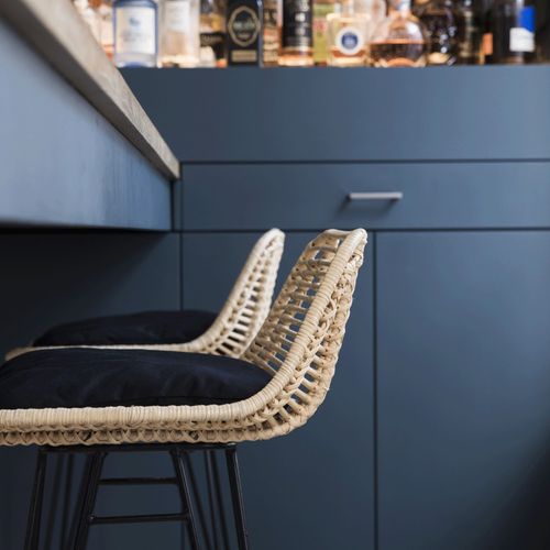 Lot De 2 Chaises De Bar Design En Rotin H67cm