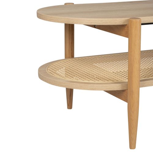 Table Basse Ovale En Bois Et Cannage