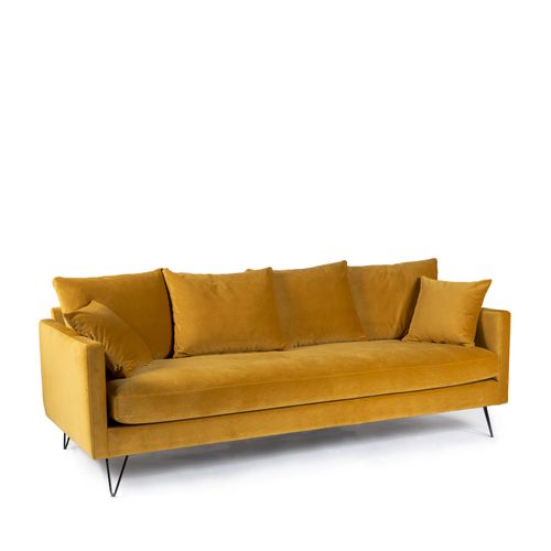 Canapé Convertible 3 Places En Velours Pieds Épingles Noirs