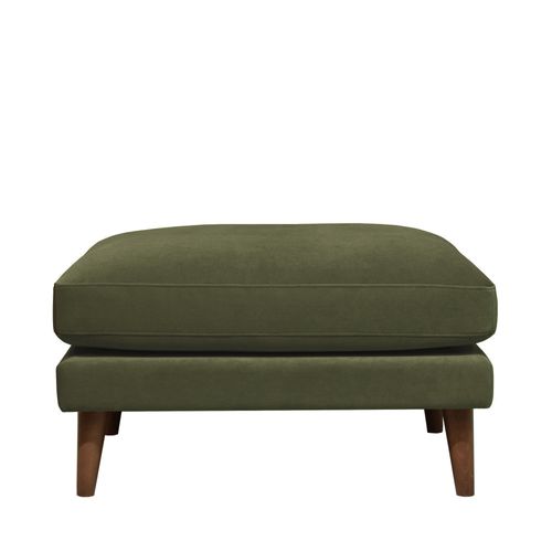 Pouf En Velours Pieds Bois Foncé