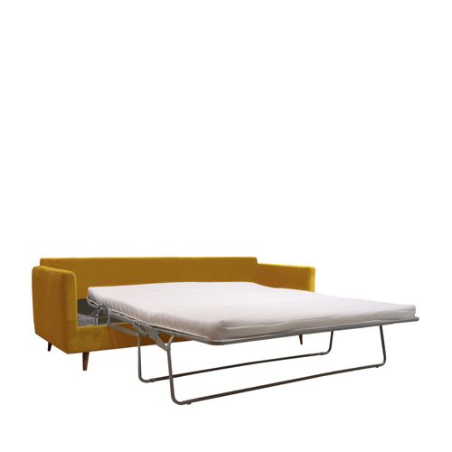 Canapé Convertible 4 Places En Velours Pieds Bois Foncé