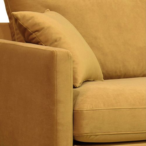 Canapé Convertible 4 Places En Velours Pieds Bois Foncé