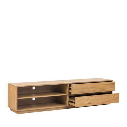 Meuble TV 2 Tiroirs, 2 Niches En Bois L180cm