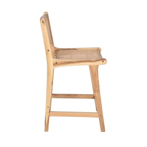 Lot De 2 Tabourets De Bar En Teck Et Cannage H65cm