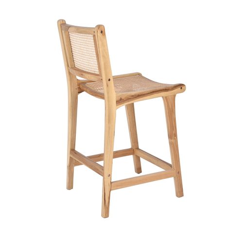 Lot De 2 Tabourets De Bar En Teck Et Cannage H65cm