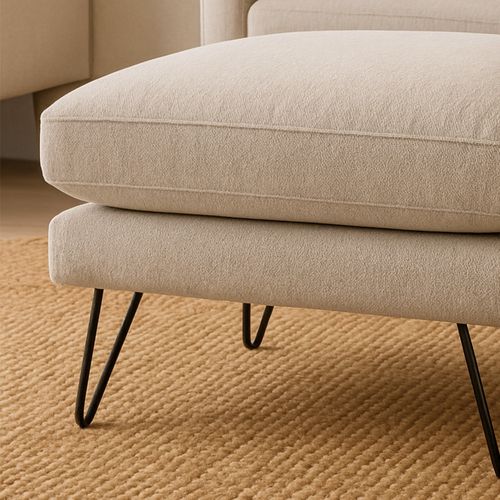 Pouf En Tissu Pieds Épingles Noirs