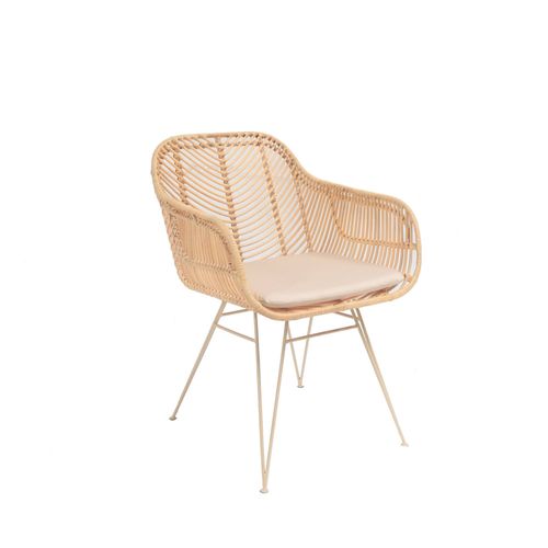 Fauteuil De Table En Rotin Pieds Beiges