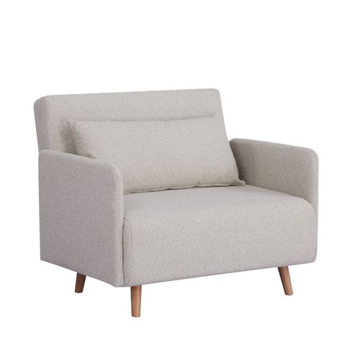 Fauteuil Convertible En Tissu Bouclette Pieds Bois Clair