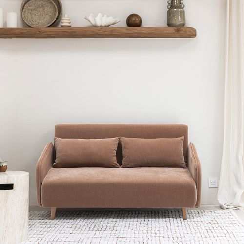 Canapé Convertible 2 Places En Tissu Chenille L140cm