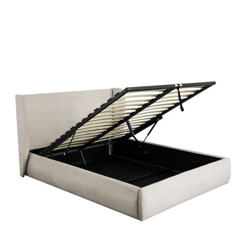 Lit Coffre En Tissu Bouclette 160x200cm