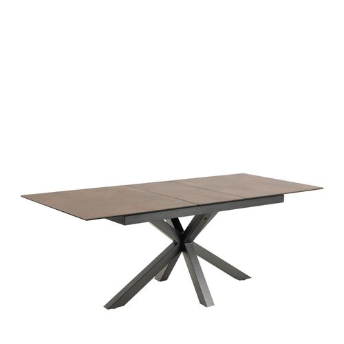 Table à Manger Extensible 6 à 8 Places En Céramique Et Métal 168-210x90cm