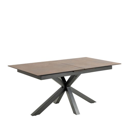Table à Manger Extensible 6 à 8 Places En Céramique Et Métal 168-210x90cm