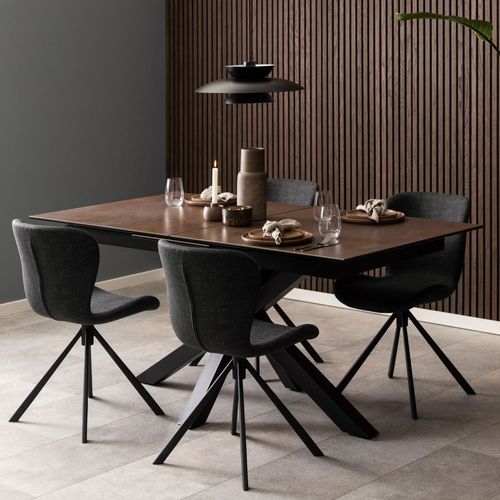 Table à Manger Extensible 6 à 8 Places En Céramique Et Métal 168-210x90cm