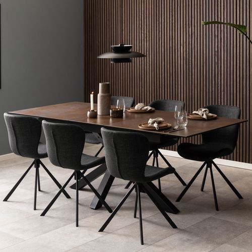 Table à Manger Extensible 6 à 8 Places En Céramique Et Métal 168-210x90cm