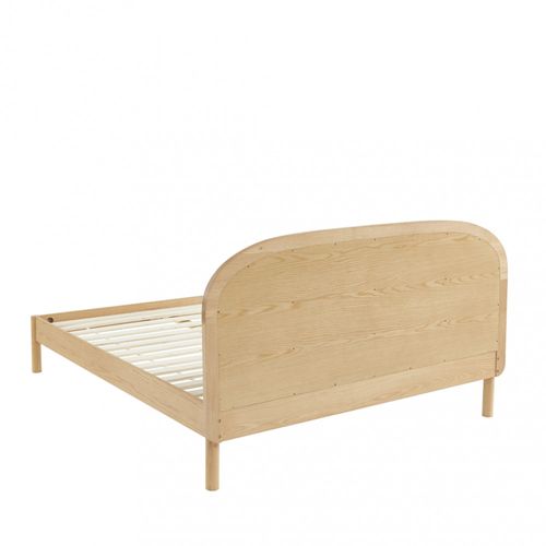 Lit En Tissu Bouclette Et Bois 160x200cm