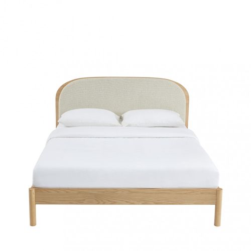 Lit En Tissu Bouclette Et Bois 160x200cm