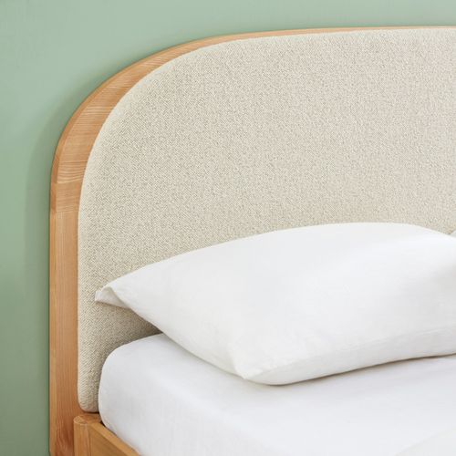 Lit En Tissu Bouclette Et Bois 160x200cm