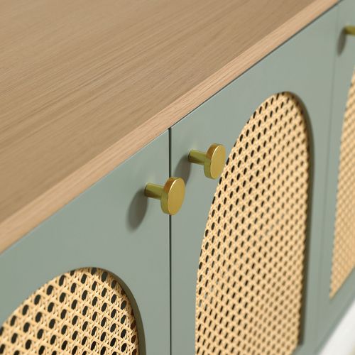 Meuble De Salle De Bain Suspendu 2 Vasques En Bois Et Cannage