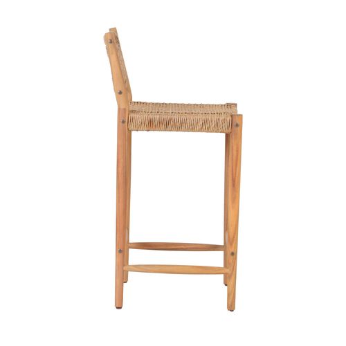 Lot De 2 Tabourets De Bar Intérieur/extérieur En Bois D'acacia Et Résine Tressée H66cm