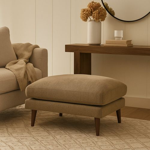 Pouf En Tissu Pieds Bois Foncé