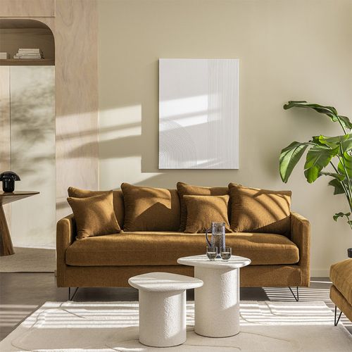 Canapé Convertible 3 Places En Tissu Pieds Épingles Noirs