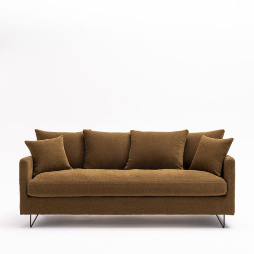 Canapé Convertible 3 Places En Tissu Pieds Épingles Noirs