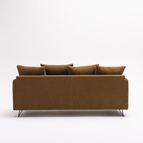 Canapé Convertible 3 Places En Tissu Pieds Épingles Noirs