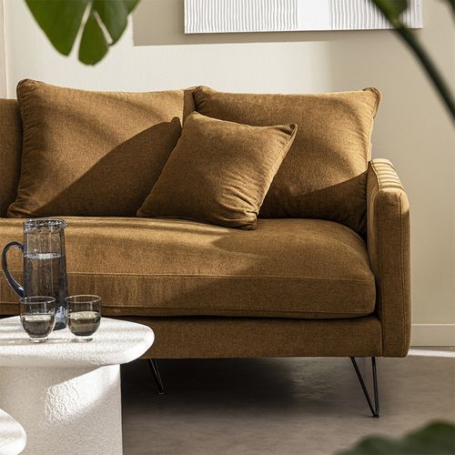 Canapé Convertible 3 Places En Tissu Pieds Épingles Noirs