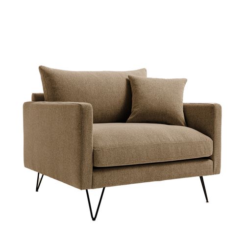 Fauteuil XL En Tissu Pieds Épingles Noirs