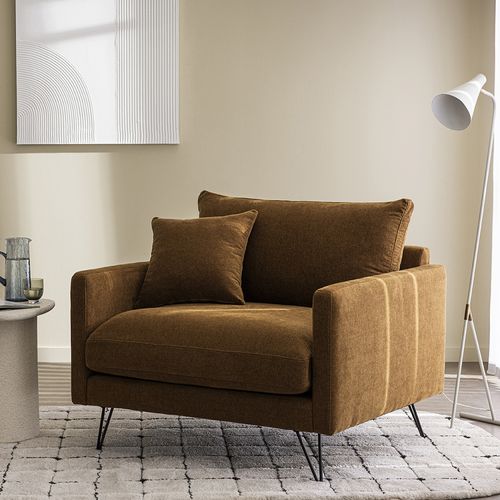 Fauteuil XL En Tissu Pieds Épingles Noirs