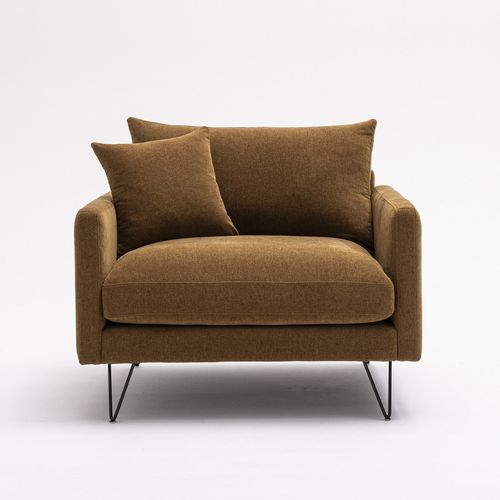 Fauteuil XL En Tissu Pieds Épingles Noirs